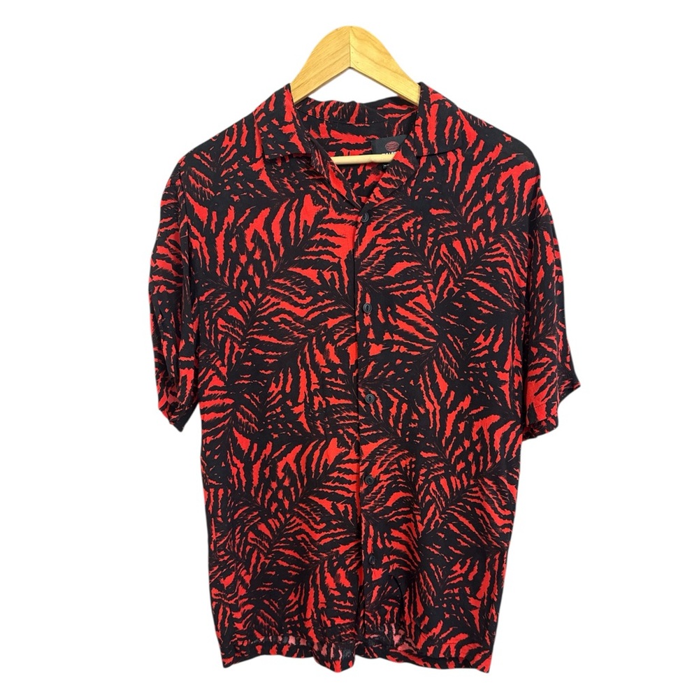 Pull&Bear Vibrant Red and Black Patterned Shirt